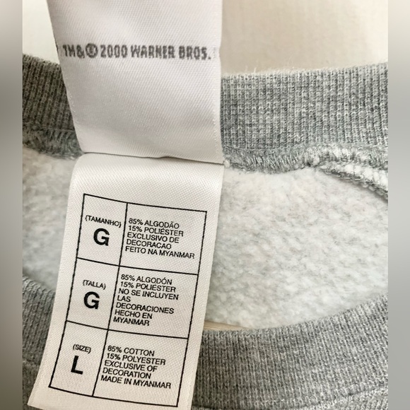 Vintage Taz Sweatshirt Y2K 2000 Warner Bros. Heather Grey Pullover - Large - Picture 4 of 8